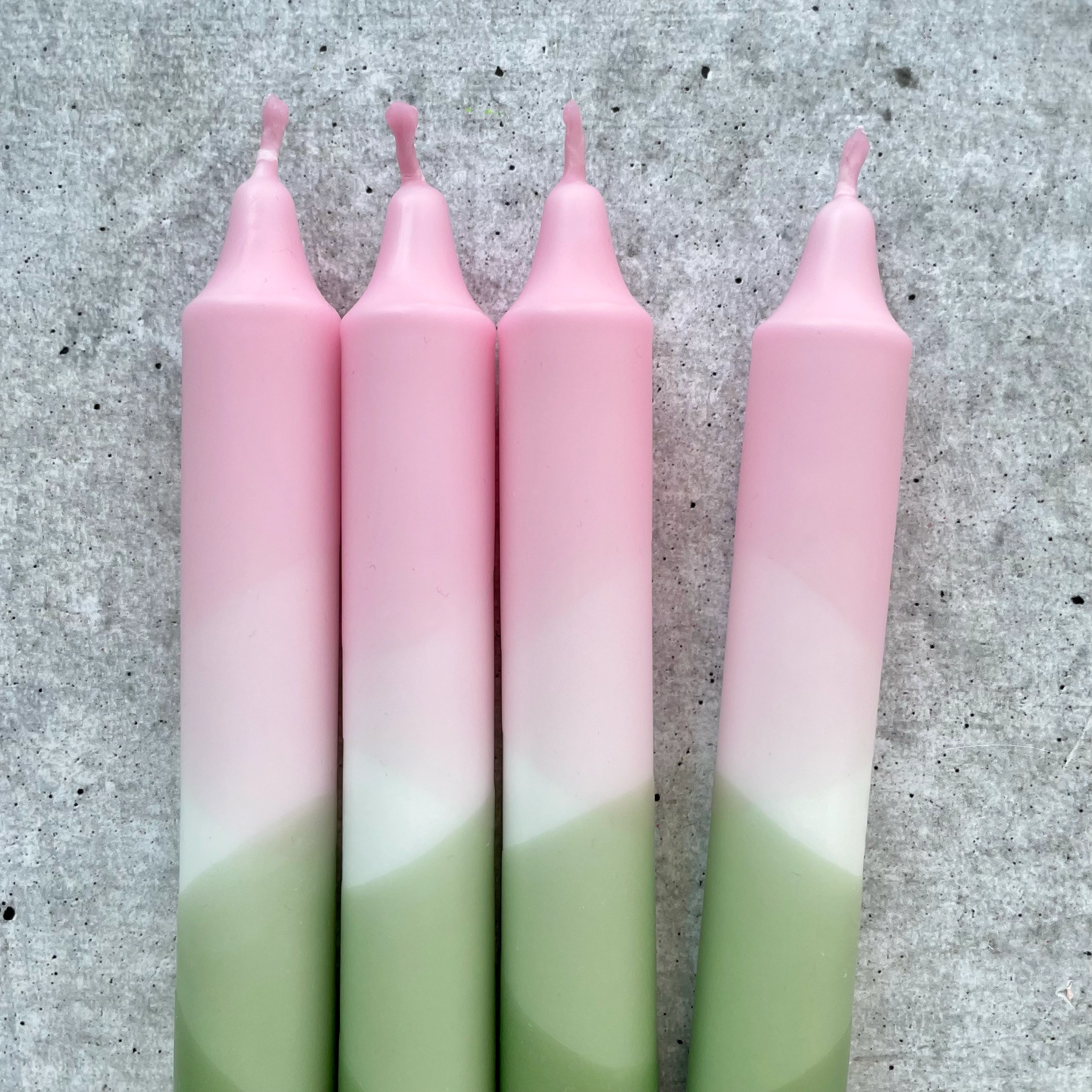 Dip Dye Candle, Set of 4, olive-pink