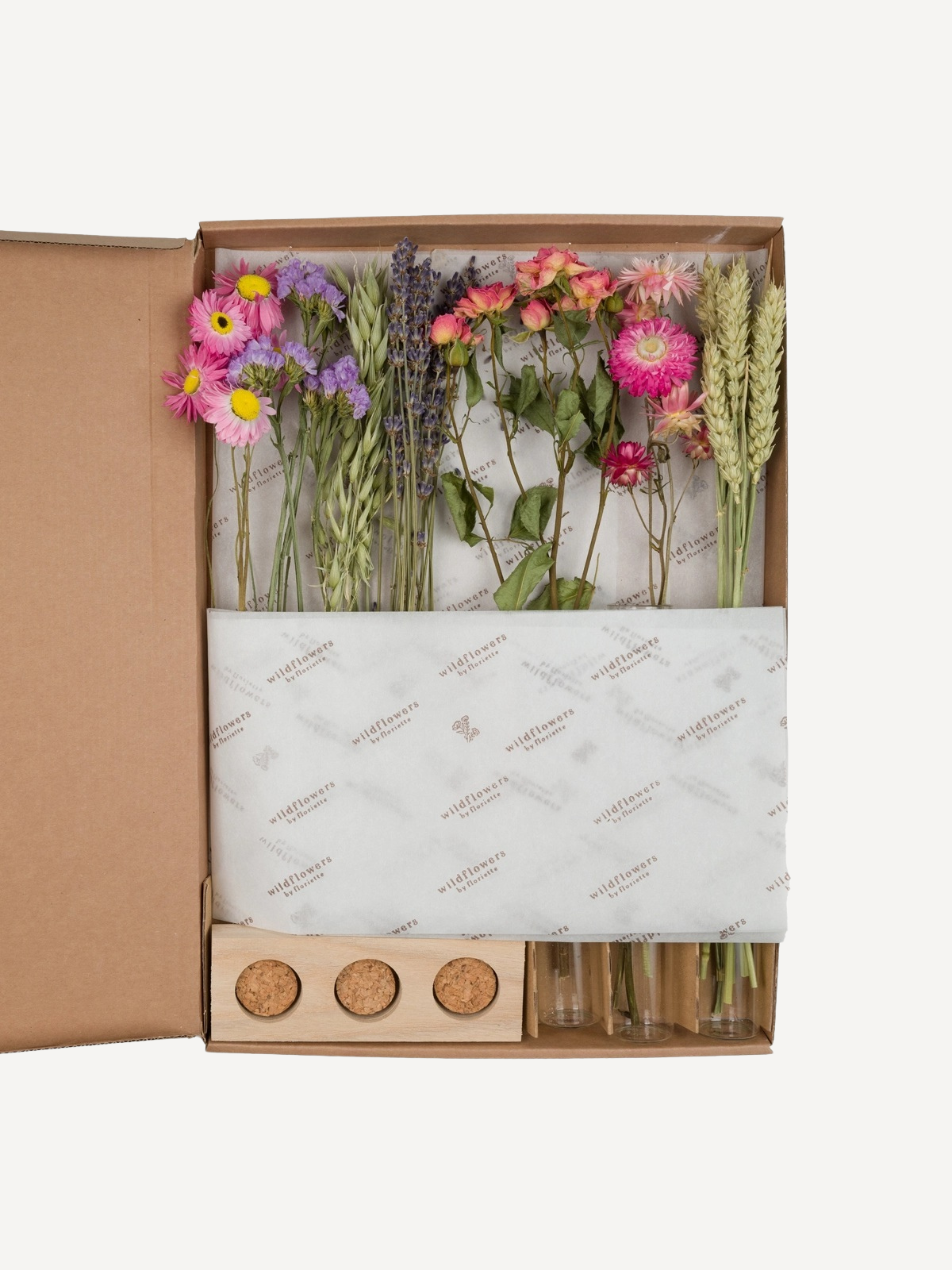 Trockenblumen Geschenkbox mit Vasen, Rosa