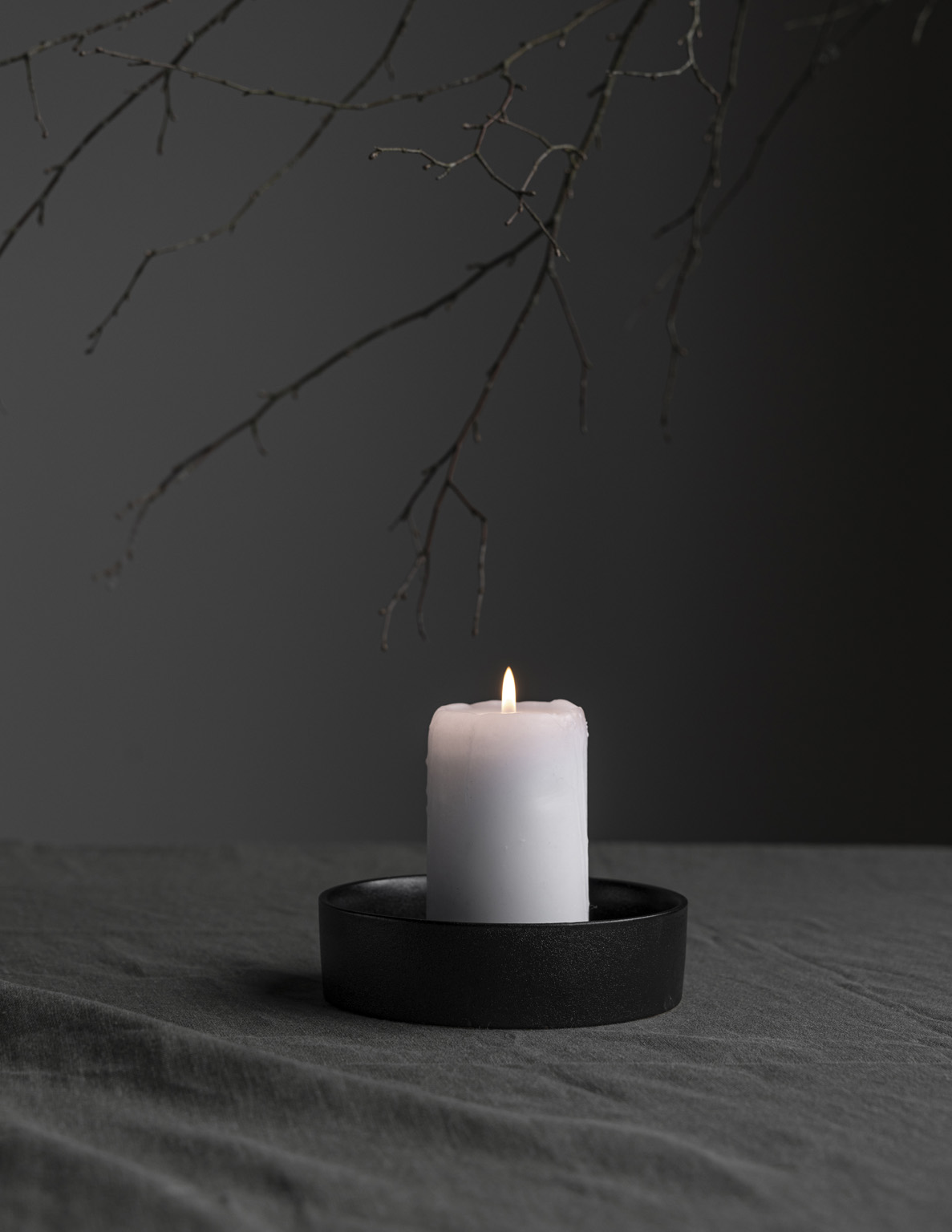 Candle Holder Storm, glossy black