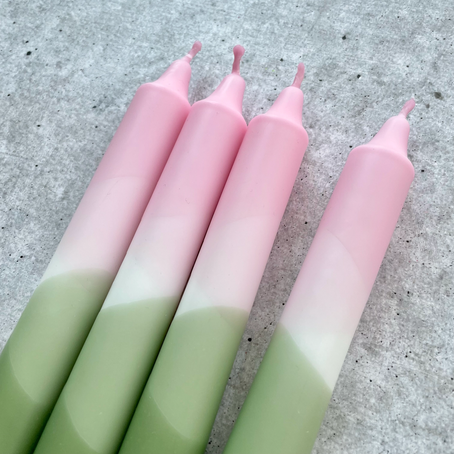 Dip Dye Candle, Set of 4, olive-pink