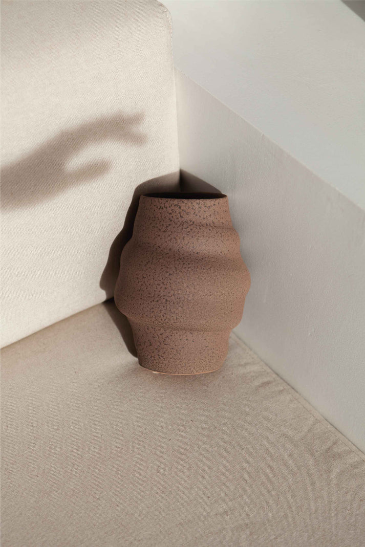 Aonia Glazed Vase, brown