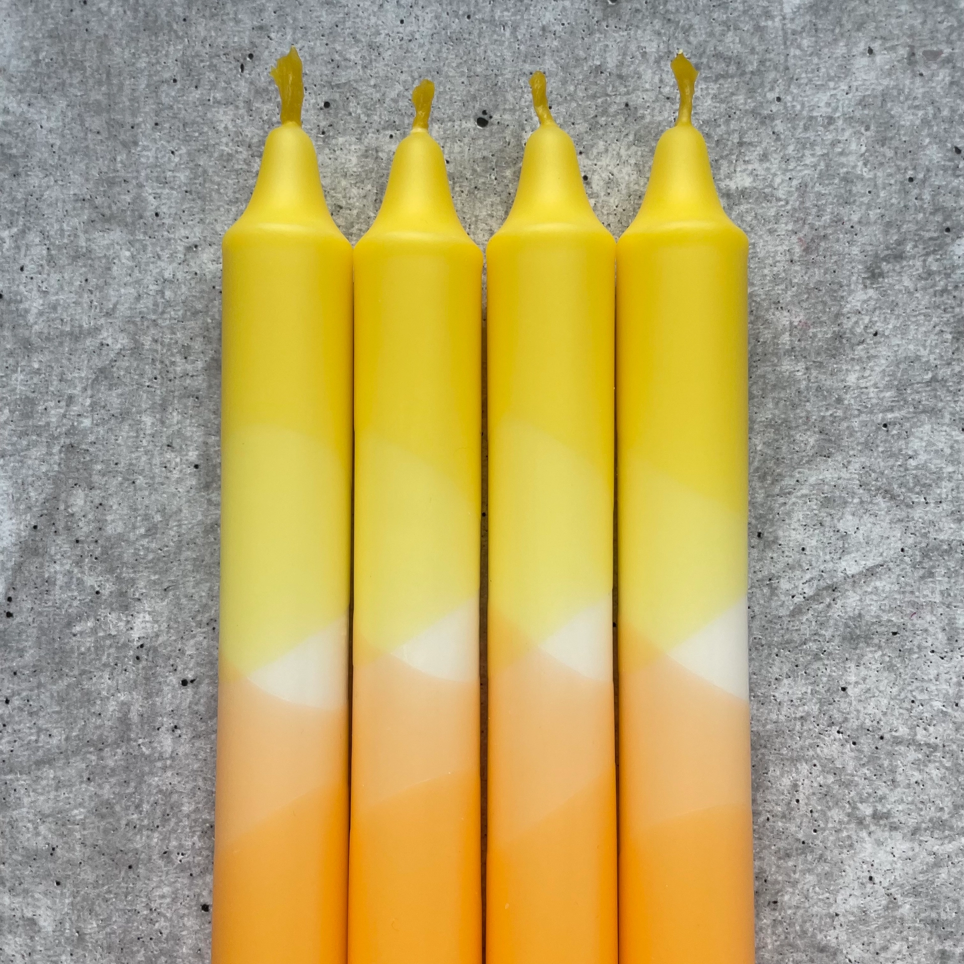 Dip Dye Candle, Set of 4, yellow-orange